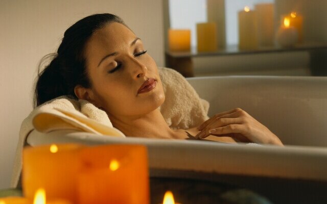 Woman Resting in Bath